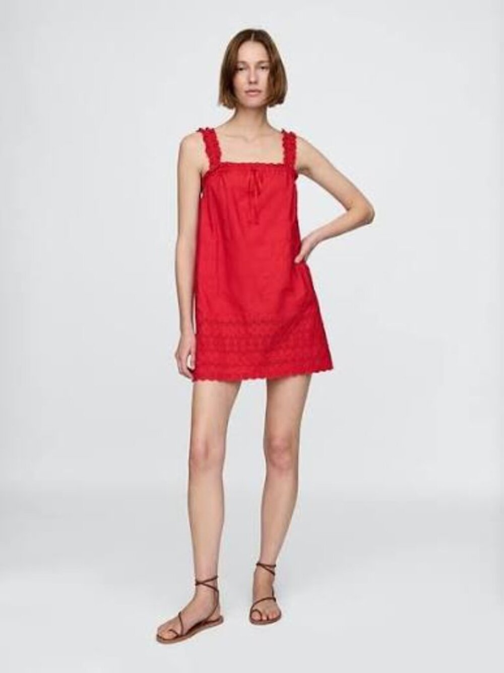 Gap × DÔEN Eyelet Shift Mini Dress in Red Light size M